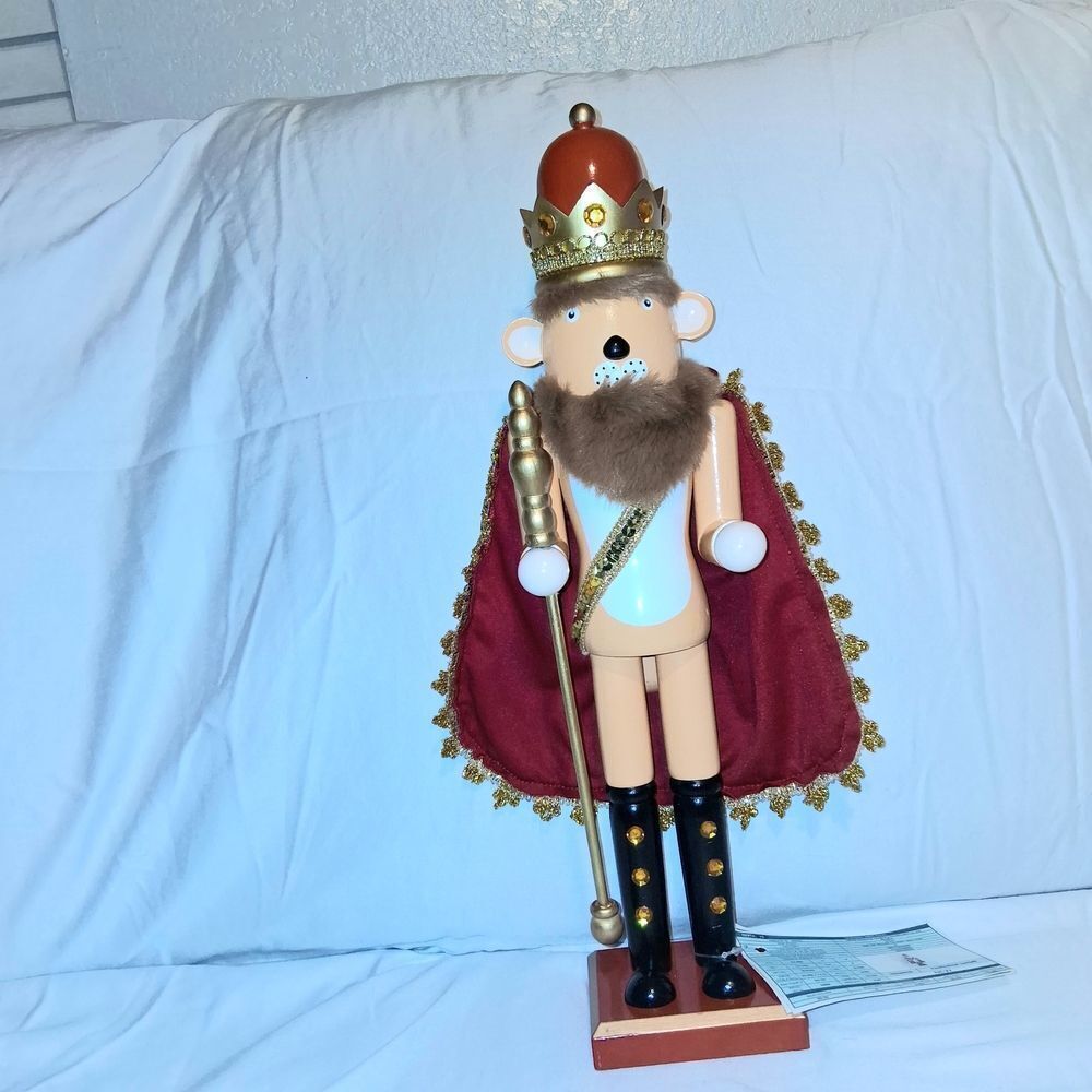 Regal Nutcracker Bear withβRed Cape and Gold Crown